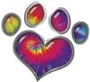 
	Dog Cat Animal Paw Heart Sticker Decal in Tie Dye Colors
