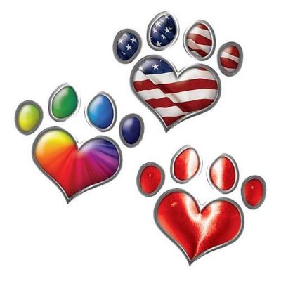 Heart Shaped Dog Paw Decals