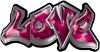 
	Graffiti Style Love Decal with Pink Hearts
