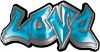 
	Graffiti Style Love Decal in Teal
