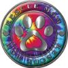 
	Rescue Mom Pet Rescue Adoption Paw and Heart Sticker Decal in Tie Dye Colors
