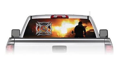 Firefighter Silhouette See Through Rear Window Decal