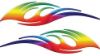 Sleek Flame Decals with Rainbow Colors