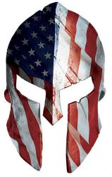 American Flag Spartan Helmet USA Decal with Rustic Look