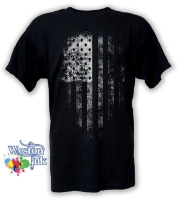 Distresses American Flag Back and White T-Shirt
